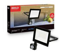 BRILONER - Projecteur LED extérieur avec détecteur de mouvement, lumière blanc neutre, 30W 2700lm, IP65 protection poussière et eau, éclairage extérieur pour jardin, garage, façade, 14x19x4 cm, Noir