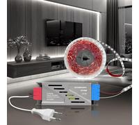 BRIMETI 12V Ruban LED Autocollant 5M Blanc Froid 6000K Bande LED Cuisine 120LED/M Découpable Flexible Largeur 8mm Avec Transformateur 220V 12V 100W et Alimentation avec Fiche, pour Maison Chambre