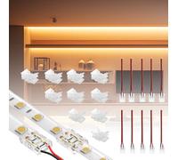 BRIMETI 20 Pack 8mm 2 Pin Connecteur LED Kit pour Ruban LED COB SMD, Comprend 10 Pack Connecteurs de Bande LED et 10 Pack Câble d'extension de bande LED