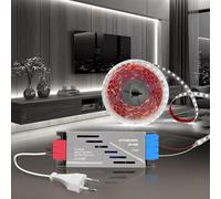 BRIMETI 24V Ruban LED Autocollant 5M Blanc Froid 6000K Bande LED Cuisine 120LED/M Découpable Flexible Largeur 8mm Avec Transformateur 220V 24V 100W et Alimentation avec Fiche, pour Maison Chambre