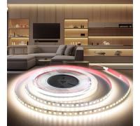 BRIMETI 5M Ruban LED 12V, Autocollant Bande LED 4000K Blanc Naturel Flexible 120LEDs/M Découpable, CRI>90, Largeur 8mm, Intérieur Eclairage pour Chambre Cuisine Miroir Maison (Sans Alimentation)