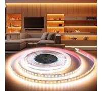 BRIMETI 5M Ruban LED 24V, Autocollant Bande LED 3000K Blanc Chaud Flexible 120LEDs/M Découpable, CRI>90, Largeur 8mm, Intérieur Eclairage pour Chambre Cuisine Miroir Maison (Sans Alimentation)
