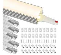 BRIMETI Profilé Aluminium LED 10 x 1M Aluminium Profilé U-forme Canal pour Bandes à LED Ruban, Compact Finition Professionnelle avec Couvercle Blanc Crème, Embouts, Clips de Montage en Métal
