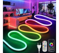BRIMETI Ruban LED 15M, RGBIC Neon Bande Multicolore App Contrôle 220V Tube LED Flexible Étanche Découpable Synchronisation Musicale Bandeau Lumineuse Led pour Intérieur Extérieur