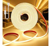 BRIMETI Ruban LED 220V COB 20M Blanc Chaud 3000K Bande LED Extérieur Flexible Etanche IP65 Imperméable Recoupable Bandeau Autocollant 320LEDs/M Intérieure avec Alimentation pour Cuisine Chambre