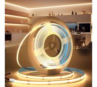 BRIMETI Ruban LED COB 10M 24V Autocollant Bande LED COB 3000K Blanc Chaud Flexible 320LED/M Découpable Largeur 8mm CRI>90 Intérieur Eclairage pour Chambre Cuisine Maison Miroir (Sans Alimentation)