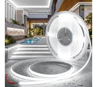 BRIMETI Ruban LED COB 5M 12V Bande LED Blanc 6000K Extérieur Flexible Etanche IP65 Imperméable 180LEDs/M Recoupable Bandeau Autocollant Intérieure pour Cuisine Chambre Maison (Sans Alimentation)