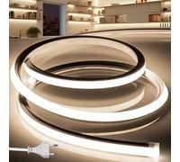 BRIMETI Ruban LED Exterieur Etanche 20M 220V Bande Neon LED Flexible Blanc Naturel Bandeau Outdoor IP65 10MM Silicone Découpable Imperméable Intérieure, Inclus Adaptateur Secteur, pour Cuisine