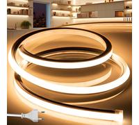BRIMETI Ruban LED Exterieur Etanche 20M 220V Bande Neon LED Flexible Jaune Bandeau Outdoor IP65 10MM Silicone Découpable Imperméable Intérieure, Inclus Adaptateur Secteur, pour Cuisine