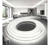 BRIMETI Ruban LED Néon 220V 2M Étanche IP65 LED Bande Imperméable Blanc Froid 6000K Flexible Découpable en avec Alimentation, Lumière pour Intérieur et Extérieur Maison Cuisine Chambre Escalier
