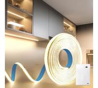 BRIMETI Ruban LED Pile COB 1M 4000K Blanc Naturel 320LEDs/M 5V Alimentée à Batterie Bande LED Autocollant Flexible Éclairage Découpable Meuble Chaussure Chambre Cuisine Armoire Escalier Décoration