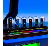 BRIMFORD Horloge Nixie Tube LED RGB - 6 Tubes IPS Personnalisables, Horloge Digitale Murale avec Calendrier Numérique et Météo, Réveil Connecté WiFi, Cadeau High-Tech Décoration Bureau Chambre