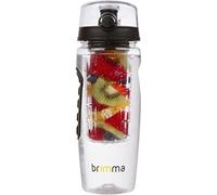 Brimma Gourde de 1 l avec réservoir à fruits - Bouteille d'eau avec infuseur à fruits - Bouteille de sport anti-fuite - Se glisse dans n'importe quel sac de sport, sac d'école, sac à dos