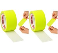 Brinox Ruban adhésif extra fort, ruban américain renforcé 50 mm x 10 m pour réparation, raccordement, scellage et emballage Jaune fluo (Lot de 2)