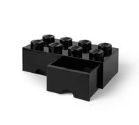 Brique noire de rangement LEGO à tiroir et à 8 tenons