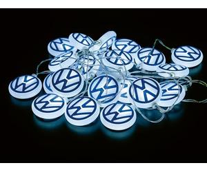 BRISA VW Collection - Guirlande lumineuse 3D à piles pour jardin - Éclairage de fête - Design Volkswagen (Logo VW/Blanc)