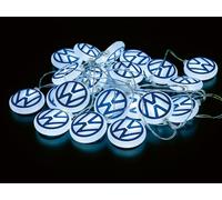 BRISA VW Collection - Guirlande Lumineuse Logo VW 3 m 20 LED USB-C | Volkswagen Éclairage Décoratif avec Logo, Fonctionne avec Piles ou Câble USB-C, Balcons, Blanc