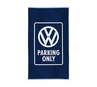 BRISA VW Collection - Serviette de Plage-Sauna-Tapis de Bain avec Logo et Inscription (Parking Only/Bleu) ES/Idée de Cadeau (Parking Only/Bleu)