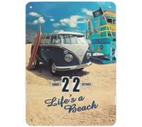 BRISA VW Collection - T1 Bus Combi Calendrier Perpétuel Réglable | Volkswagen Organiseur Perpétuel, Date Réglable, Carton Spécial 4c, Mur, Bureau, Maison et Garage, Beach Life/Multicolore