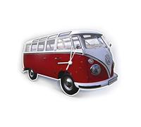 BRISA VW Collection - T1 Bus Combi Horloge Murale | Volkswagen Pendule Décorative à Quartz, Panneau MDF, Analogique, Silhouette/Rouge