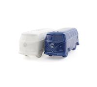 BRISA VW Collection - T1 Bus Combi Set Salière et Poivrière 2 Pièces | Volkswagen Duo Condiments 3D, Céramique Rechargeable, pour Table, Cuisine et Camping, Coffret Cadeau, Blanc/Bleu