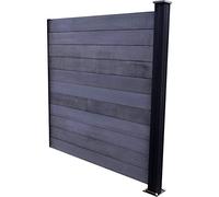 Brise Vent, Brise Vue Ou Suite De Cloture De Jardin Palissade Exterieur En Composite Occultant Clostra Formant Un Panneau De 168 Cm De Largeur X 175 Cm De Hauteur Poteaux Noir Lame Grise Anthracite