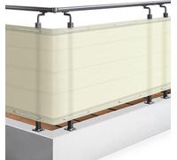 Brise-vent de balcon 90 x 300 cm, beige, en PES, avec œillets et cordon