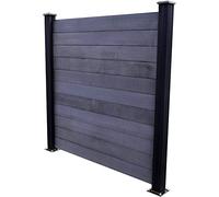 Brise Vent Vue Ou Départ De Cloture De Jardin Palissade Exterieur En Composite Occultant Clostra Formant Un Panneau De 178 Cm De Largeur X 175 Cm De Hauteur Poteaux Noir Lame Grise Anthracite
