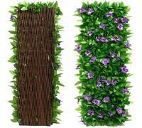 Brise-vue artificiel en lierre, haie brise-vue pour jardin, treillis extensible en fausses feuilles vertes, 30 cm x 180 cm - Déployé