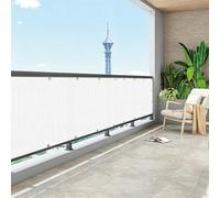 Brise Vue Balcon 126 x 900 cm Protection UV, Coupe-Vent et Imperméable, Résistant Aux Intempéries, Bâche de Balcon Brise-Vue avec Trous et Serre Câbles pour Patio, Blanc