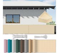 Brise Vue Balcon 60 x 250 cm Résistant, Durable, La Moisissure, Facile a Poser, Pas Besoin de Percer Écran Occultant Opaque avec Œillets Cordons pour Balcon, Couleur Crème