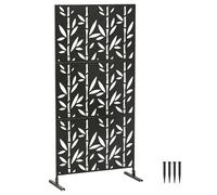 Brise Vue décoratif Extérieur - Outsunny - 3 Panneaux - avec support - à motif Bambou - métal - 92 x 40 x 192 cm - Noir
