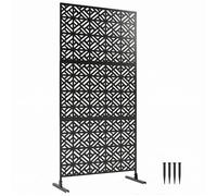 Outsunny Panneau Brise Vue décoratif Extérieur 92 x 40 x 192 cm, Noir | Claustra Décoratif Jardin, 3 Panneaux à Motif Géométrique, Paravent Extérieur avec Support en Métal
