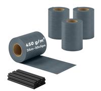 Brise-vue en rouleau - bande de protection - Outsunny - occultant 140m 450g/m² 120 clips de fixation imperméable - PVC - gris