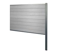 Brise-Vue En Wpc Sarthe, Brise-Vent De Clôture, Poteau En Aluminium Extension, 185cm Gris Gris