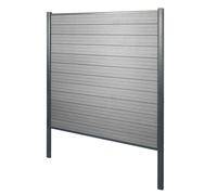 Brise-Vue En Wpc Sarthe, Clôture Brise-Vent, Poteaux Aluminium Élément De Base, 190cm Gris Gris