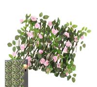Brise-vue extensible imperméable et extensible avec fausses feuilles | Clôture de fond en fausse rose pour jardin, balcon, terrasse, arrière-cour, brise-vue extensible, treillis vert artificiel, L