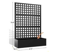 Brise-vue métallique avec jardinière et treillis - Cloison d'extérieur mobile - Avec roulettes - Jardinière surélevée - Pour plantes grimpantes - Noir horizontal