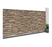 IDMarket - Brise Vue occultant 1,5 x 10 M Motif Pierre Marron 160 GR/m²