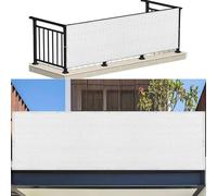 Brise-Vue pour Balcon 100 x 125 cm Protection UV Balcon Protection Contre Les Regards avec Attaches de Câble et Cordons pour Balcon et Clôture Porches, Blanc