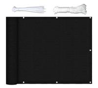 Brise-Vue pour Balcon Couverture 1x5m Paravent Couverture Paravent de Balcon Légèrement Transparent avec Oeillets, Attaches de câble et Cordons pour en Plein air Decking Pergola, Noir