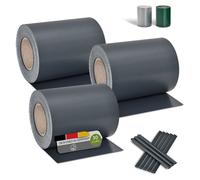 Juskys Rouleaux brise-vue en PVC pour clôtures à barreaux doubles - 3 rouleaux de 35 m, 90 clips de fixation - film anti-regards pour clôture protection visuelle protection contre le vent - anthracite