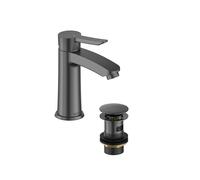 Bristan APE ES BAS GM Apelo Eco Start Mélangeur de lavabo avec bonde à clic, Gris métal