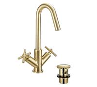 Bristan Cruzar Mitigeur de lavabo avec vidage clic-cartouche en céramique Finition laiton brossé