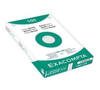 Exacompta Fiche bristol blanche petit carreaux 100x150 mm 205 g 100 fiches perforées