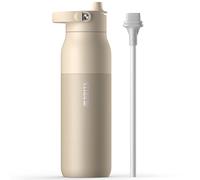 BRITA LARQ Essential gourde isotherme beige 1000 ml en acier inoxydable, paille intégrée, double paroi (eau froide 24h), poignée soft-touch amovible, compatible lave-vaisselle