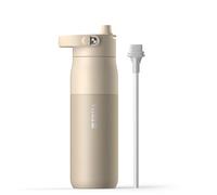 BRITA LARQ Essential gourde isotherme beige 680 ml en acier inoxydable, paille intégrée, double paroi (eau froide 24h), poignée soft-touch amovible, compatible lave-vaisselle