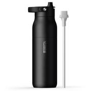 BRITA LARQ Essential gourde isotherme noire 1000 ml en acier inoxydable, paille intégrée, double paroi (eau froide 24h), poignée soft-touch amovible, compatible lave-vaisselle