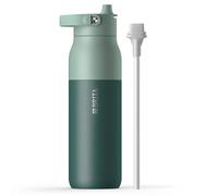 BRITA LARQ Essential gourde isotherme verte 1000 ml en acier inoxydable, paille intégrée, double paroi (eau froide 24h), poignée soft-touch amovible, compatible lave-vaisselle