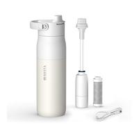 BRITA LARQ iQ gourde filtrante connectée blanche 680 ml en inox, appli suivi hydratation, filtre charbon actif + LED UV-C, réduit jusqu’à 99,99% des bactéries, PFAS et micro-impuretés.